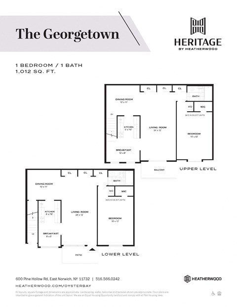 One bedroom, One bath floorplan  for Georgetown unit.