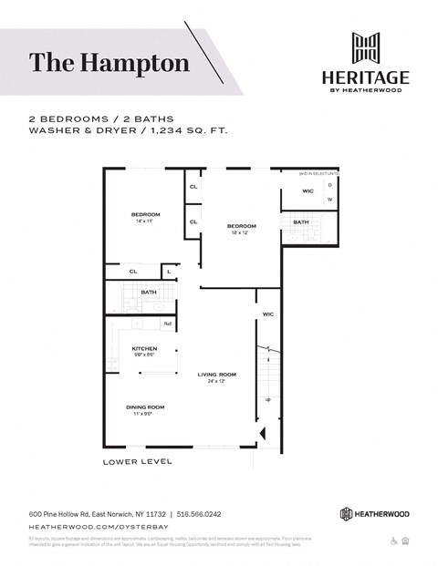 2 Bedroom 2 Bath Hampton Floorplan at Oyster Bay