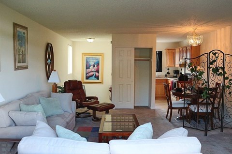 Bright Dining and Living Room at Stone Hedge Village Townhouses, Farmington, NY