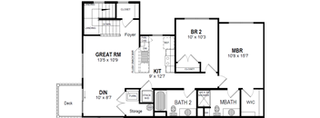 Two Bedroom Floorplan at Hathaway Meadows, Farmington, 14425