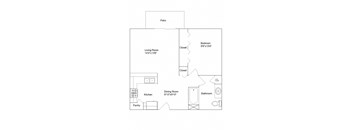 a floor plan of a house with a bedroom and a living room