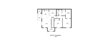 a floor plan of two bedrooms with a bathroom and a living room
