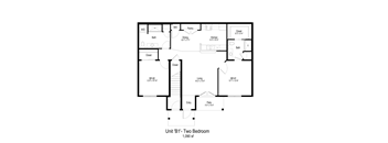 a floor plan of two bedrooms with a bathroom and a living room
