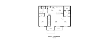 a floor plan of two bedrooms with a bathroom and a living room
