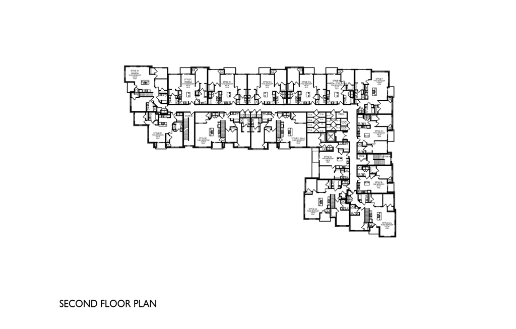 A black and white image of a second floor plan.