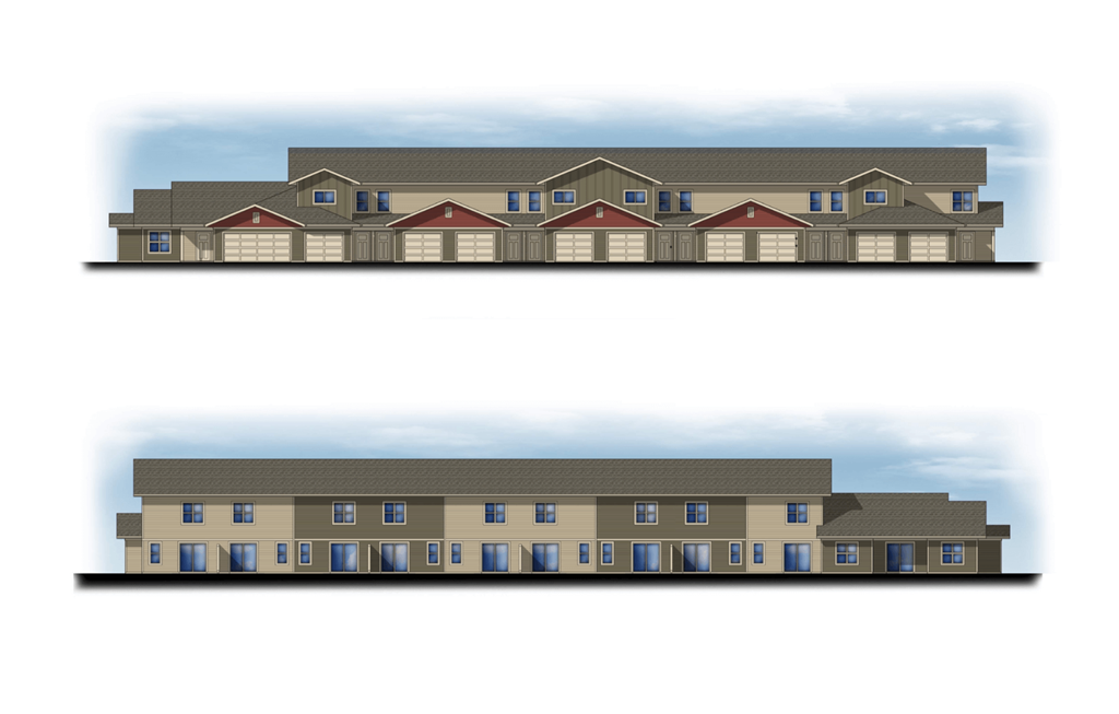 the facade of a house with a garage and a roof