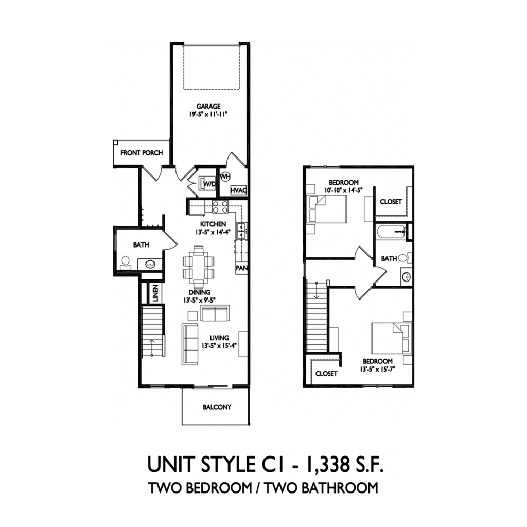the floor plans for two bedrooms unit style cc and two bathrooms