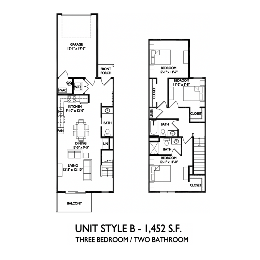 the floor plans for unit style b and e