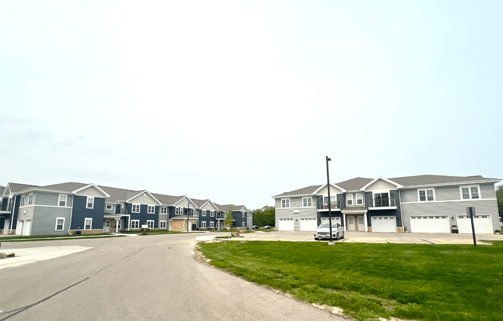 a row of houses on a street