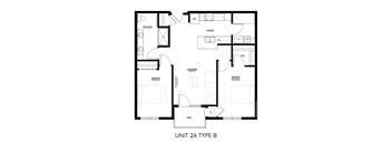 A black and white image of a floor plan for a Unit 2A Type B.