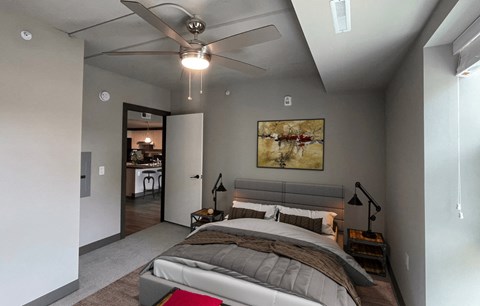 Spacious Bedroom with Ceiling Fan