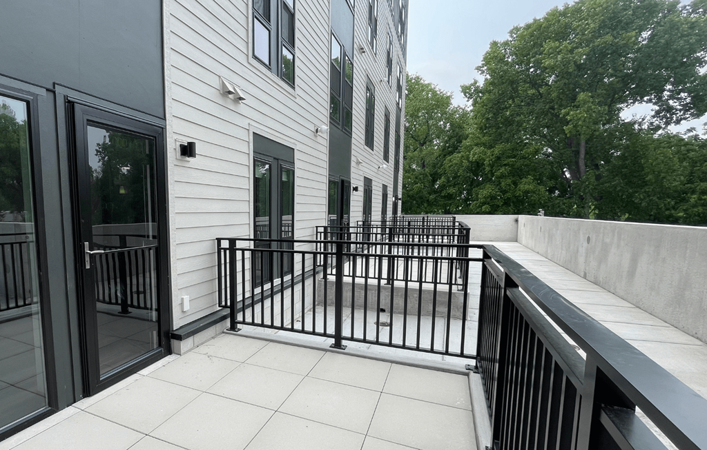 a view of the balcony from the back of the building