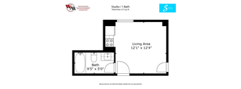 a floor plan of a 1 bedroom apartment
