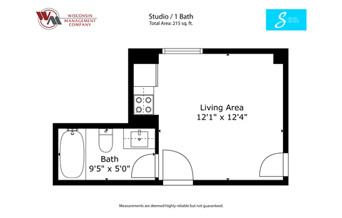 a floor plan of a 1 bedroom apartment