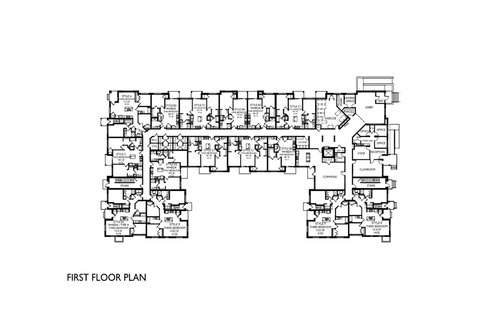 a floor plan of the first floor of a building