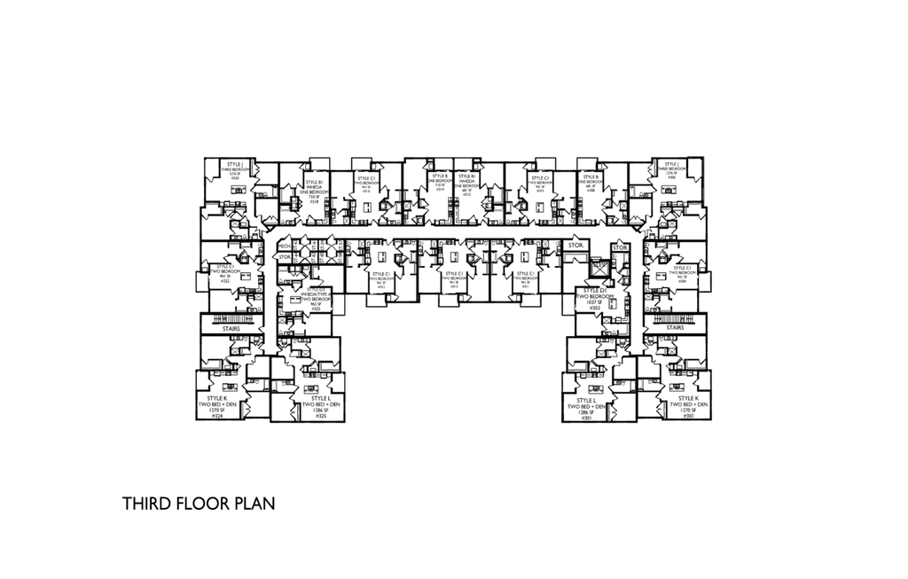 a floor plan of the third floor of an apartment building