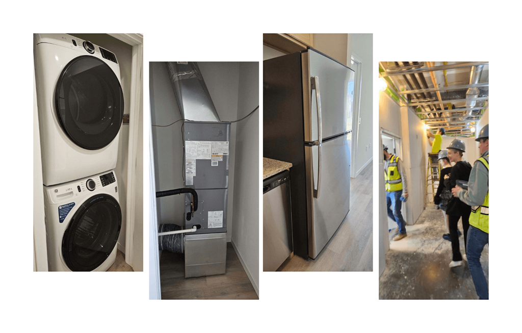 three pictures of different appliances in a laundry room