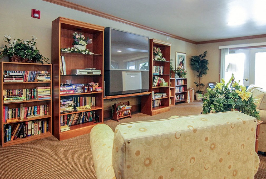 a living room with a couch and a tv