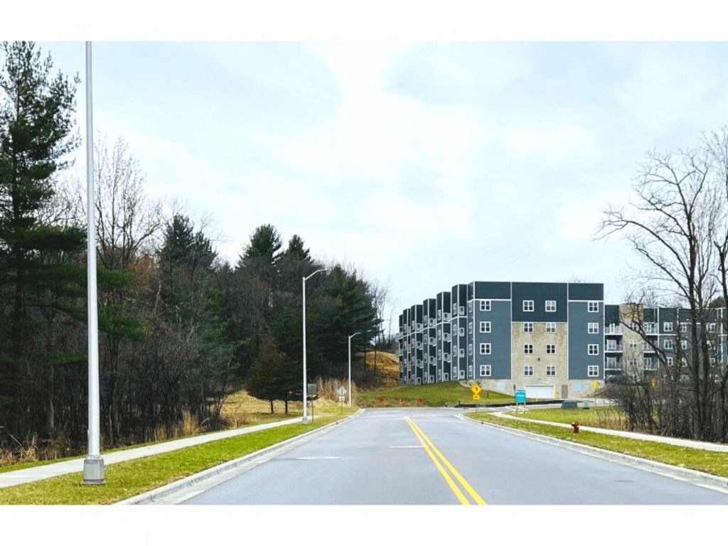 a large building on the side of a road