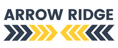The image is a logo for Arrow Ridge, featuring bold text and two chevron shapes.