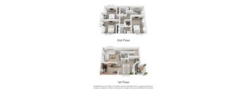 A diagram shows two different layouts for the first and second floors of an apartment.