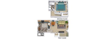 a comparison of a first floor floor plan and a second floor plan of a house