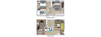 a floor plan of a room with a bedroom and a living room