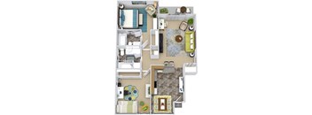 a floor plan of a house with a bedroom and a living room