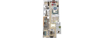 a floor plan of a house with bedrooms and a living room