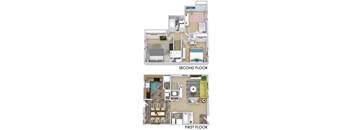 a comparison of a first floor and second floor floor plan of a house