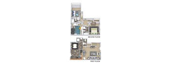 a floor plan of a second and first floor of a house