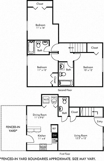 a floor plan of a house with bedrooms and baths
