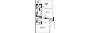 a floor plan of a house with a kitchen and a living room