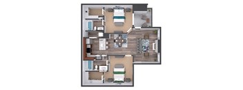 a floor plan of a house with a bedroom and a living room