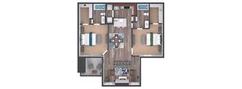 a floor plan with a bedroom and a living room
