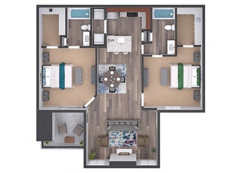 a floor plan with a bedroom and a living room