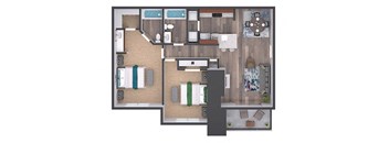 a floor plan of a house with a bedroom and a bathroom