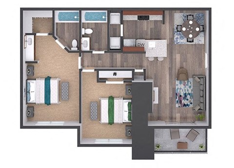 a floor plan of a house with a bedroom and a bathroom