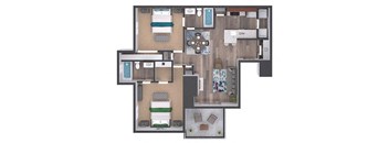 a floor plan of a house with a bedroom and a living room