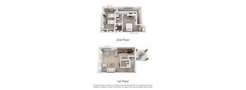 a 2nd floor floor plan with a bedroom and a living room