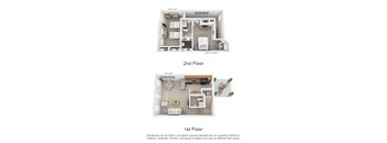 a 2nd floor floor plan with a bedroom and a living room