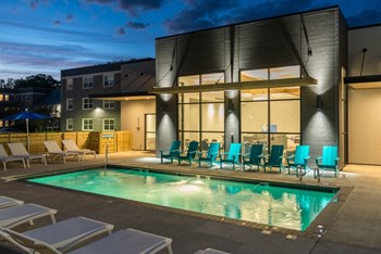 The Gallery Midtown Apartments in Richmond, VA Evening Pool with Pool Lights Evening Pool with Pool Lights at The Gallery Midtown Apartments in Richmond, VA - Photo Gallery 2