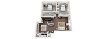 a 3d drawing of a bedroom