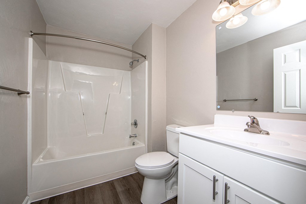 a bathroom with a shower toilet and sink
