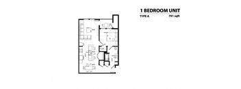 Lyric 1 Bedroom Accessible 2D Floor Plan