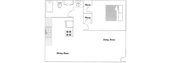 1 bedroom 1 bathroom Floor Plan at Tuscany Apartments, San Angelo