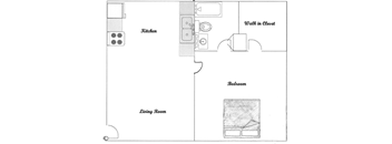 1 bedroom 1 bathroom Floor Plan at Tuscany Apartments, San Angelo, TX, 76904