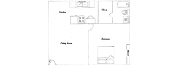 1 Bedroom 1 bath F Floor Plan at Tuscany Apartments, San Angelo, TX