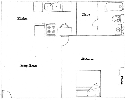 1 Bedroom 1 bath F Floor Plan at Tuscany Apartments, San Angelo, TX