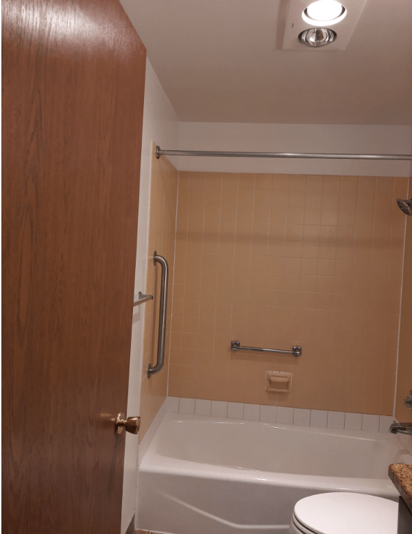 View of a bathroom in a unit at Eagle Cap Pineview Apartments in Joseph, Oregon